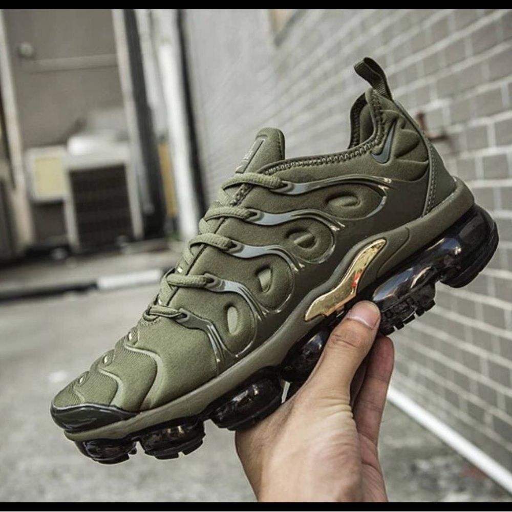 Olive Green Air VaporMax Plus Sneakers - Picture 3 of 10
